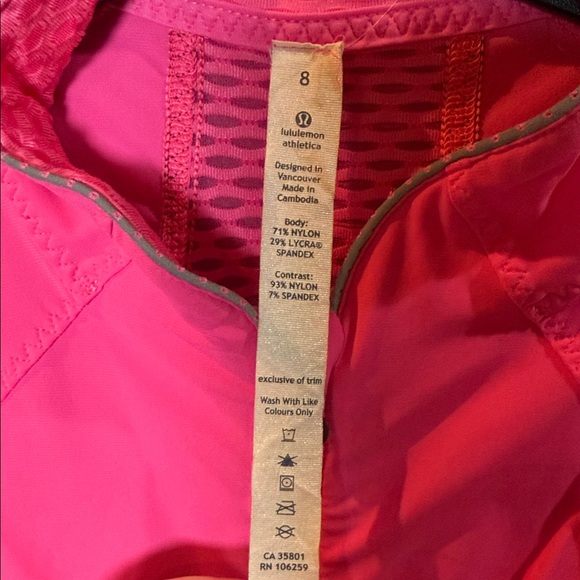 Lululemon Pace Line Cycling Jersey Pink Size 8 Full Zip Athletic Bike Top - Picture 4 of 8
